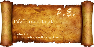 Páricsi Erik névjegykártya